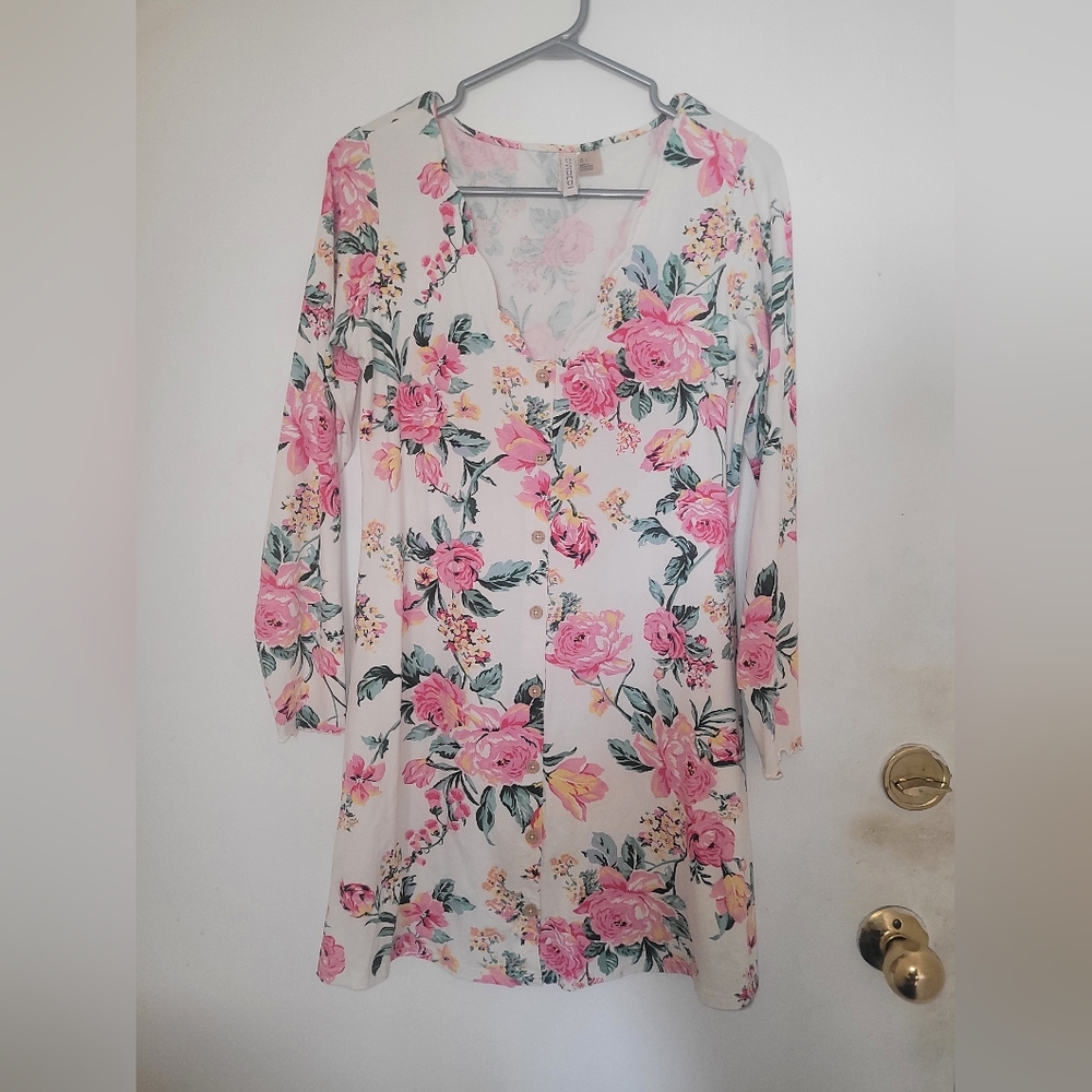H&M Divided Floral Button-Front Tunic Dress – Size Large